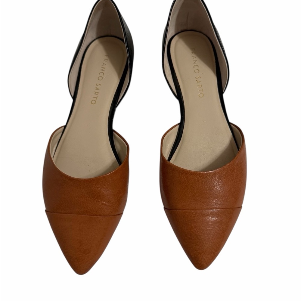 Franco Sarto Tan and Black Flats - Picture 1 of 6